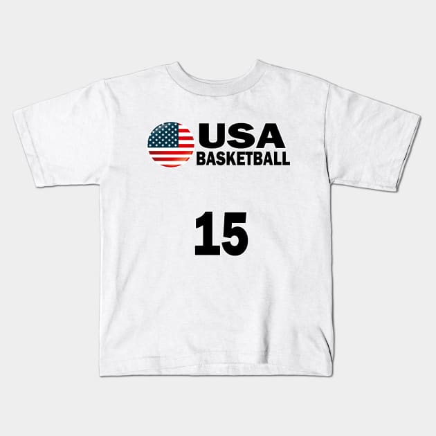 USA Basketball Number 15 T-shirt Design Kids T-Shirt by werdanepo